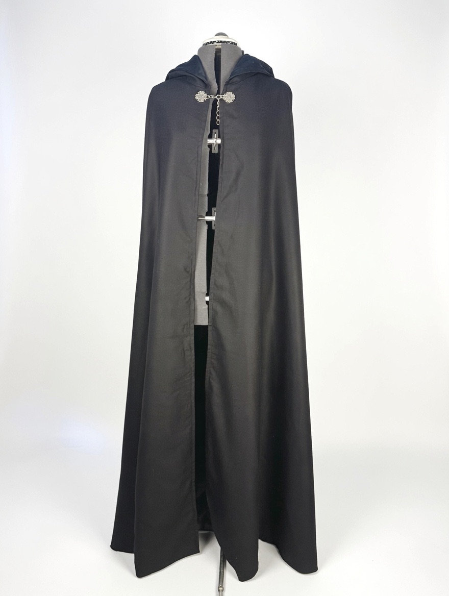 Martinist cloak, front view, closed at the throat with the ecclesiastical clasp