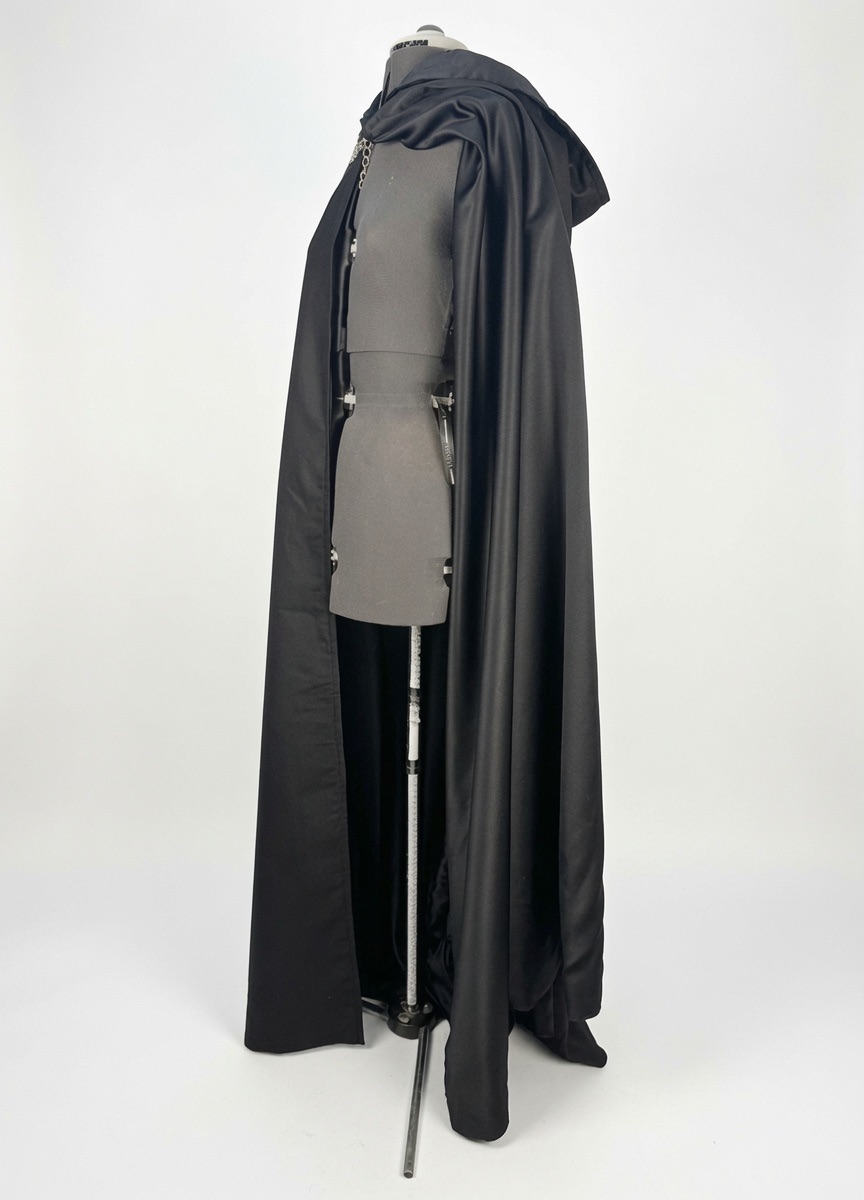 Martinist cloak shown open from the side, hood raised