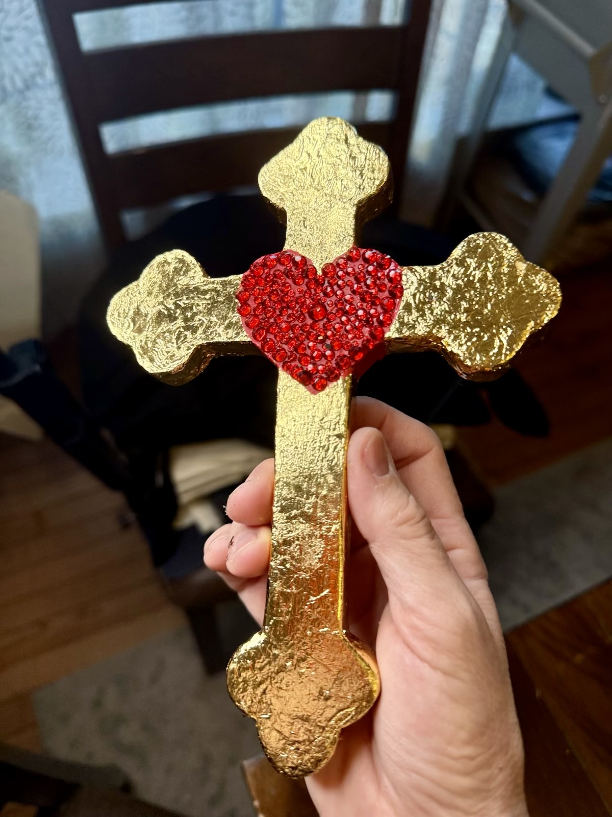Gold leaf cross detail