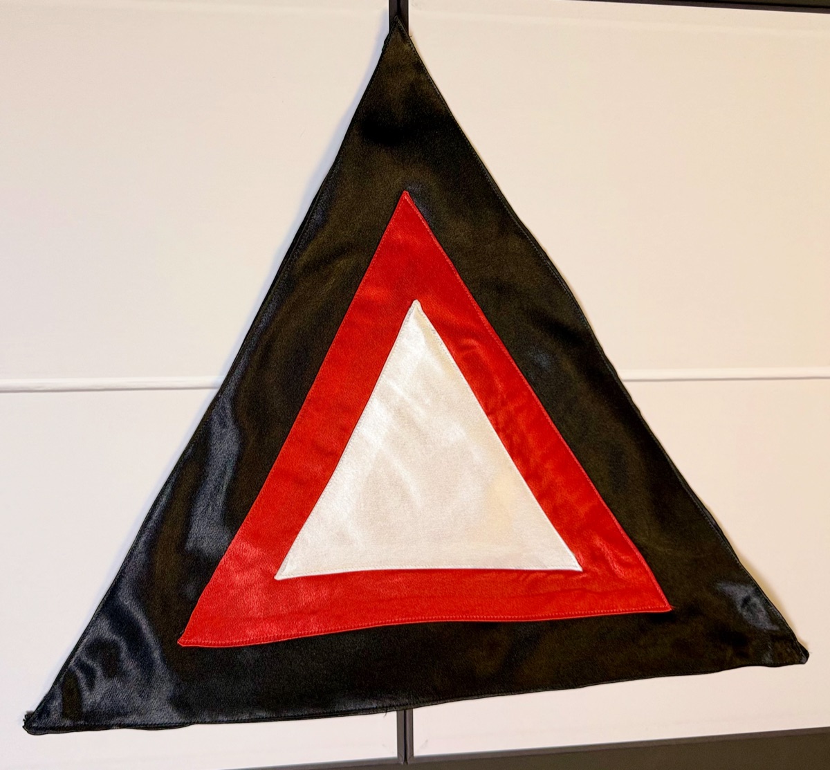 Martinist Triangle Altar Cloth, full front view displayed upright