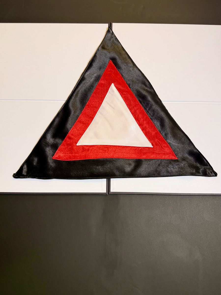 Martinist Triangle Altar Cloth, full front view showing the satin sheen