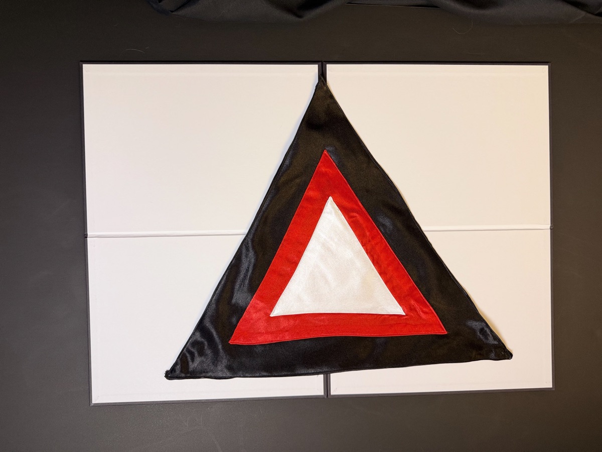 Martinist Triangle Altar Cloth, laid flat showing the full triangle